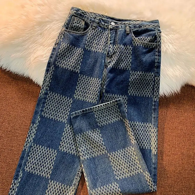 Spring Autumn Vintage Loose Casual Fashion Straight Jeans Hombre Hip Hop Y2K Denim Pants Male Streetwear Trousers Men