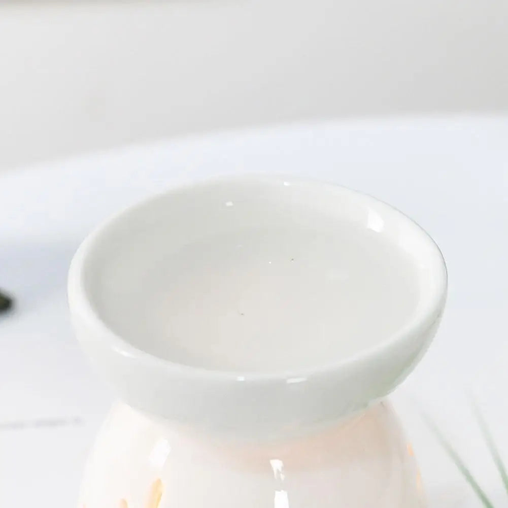 White Ceramic Incense Burner Candle Essential Oil Aromatherapy Diffuser Hollow Heating Stove Middle East Home Decor Ornament