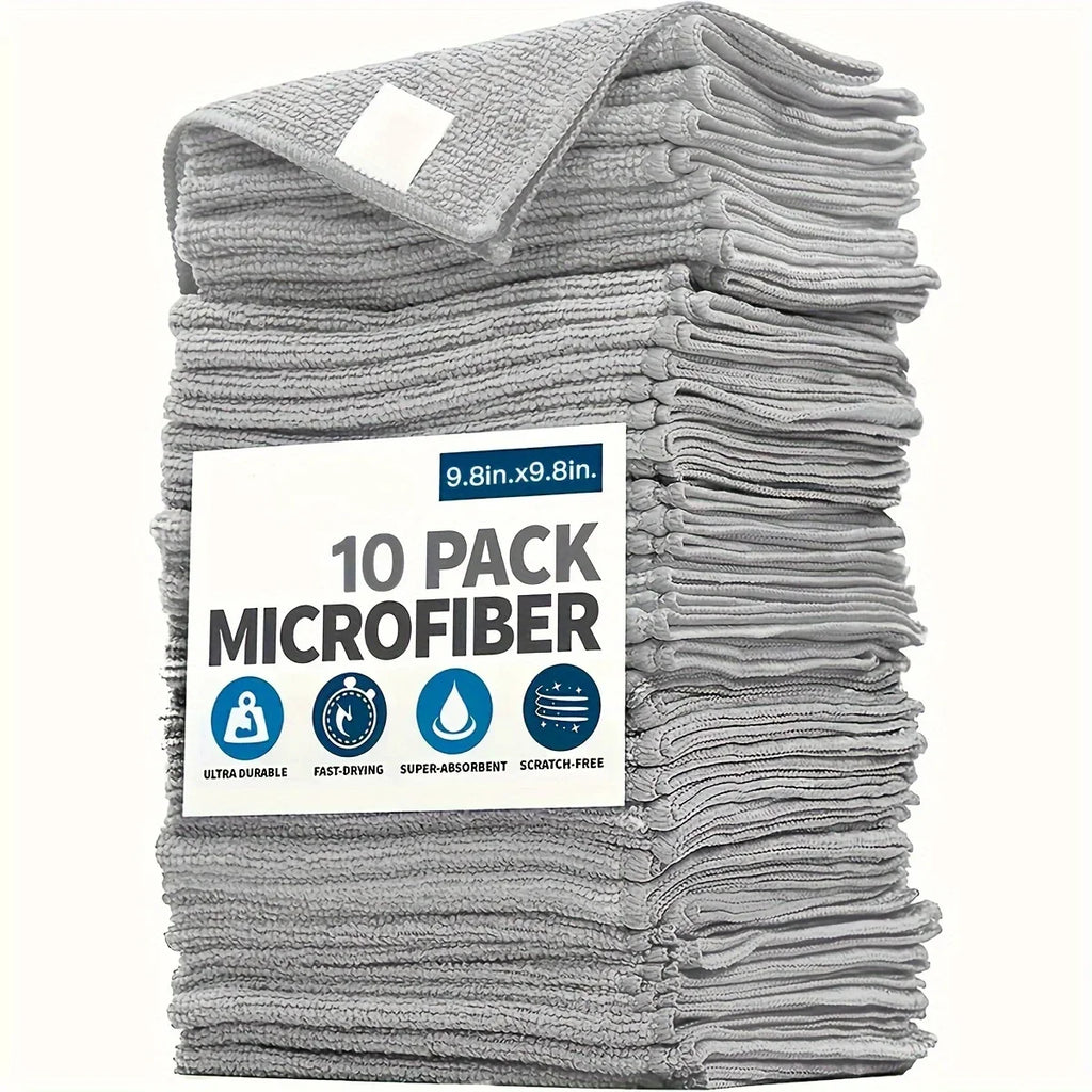 10 Kitchen Towel, Ultra-fine Fiber Light Gray Cleaning Cloth Set, Absorbent, Soft And Stain-removing Cloth
