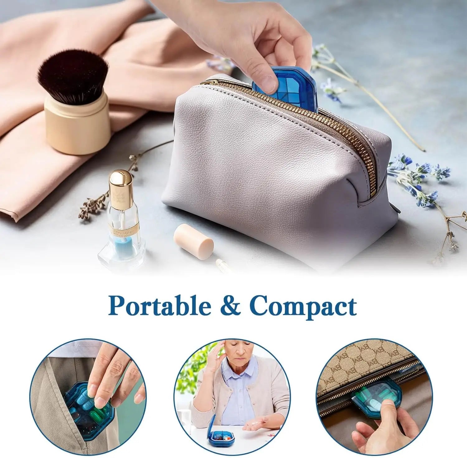 2Pcs 7 Days Pill Storage Box Mini Travel Portable Medicines Dispenser Box Multifunction Plastic Seven Compartment Sealer Box