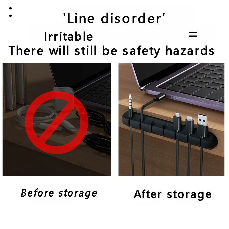 7-hole Data Cable Organizer, Desktop Charging Cable Storage Protector, Mouse Cable, Headphone Winding Device, Fixing Clipp