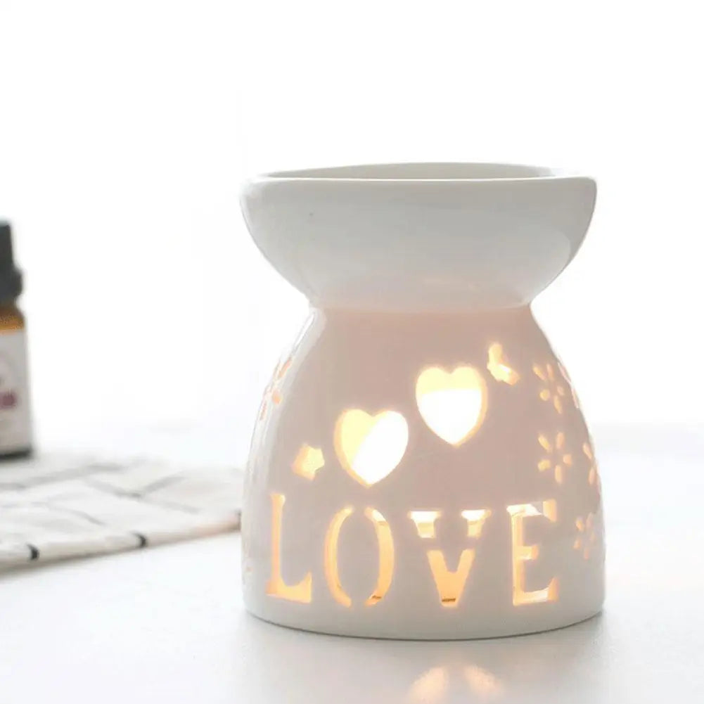 White Ceramic Incense Burner Candle Essential Oil Aromatherapy Diffuser Hollow Heating Stove Middle East Home Decor Ornament