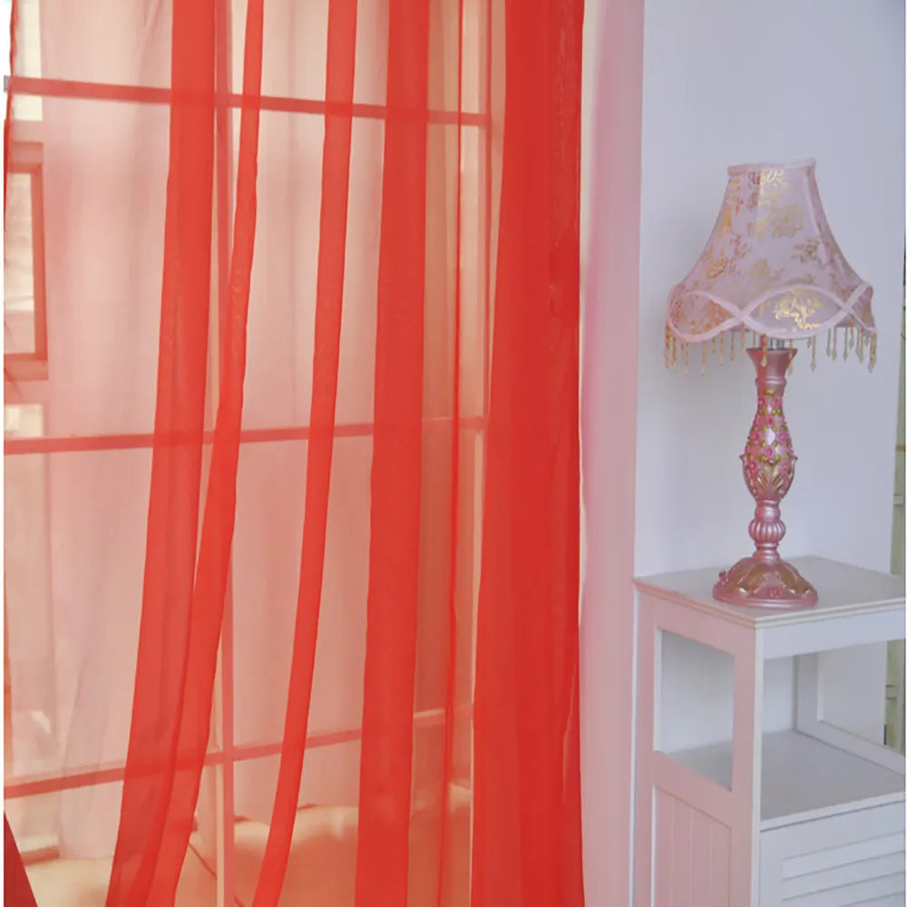 1 Pcs Color Tulle Door Window Curtain Drape Panel Sheer Scarf Valances Nordic Curtains For Living Dining Room Tulle Bedroom