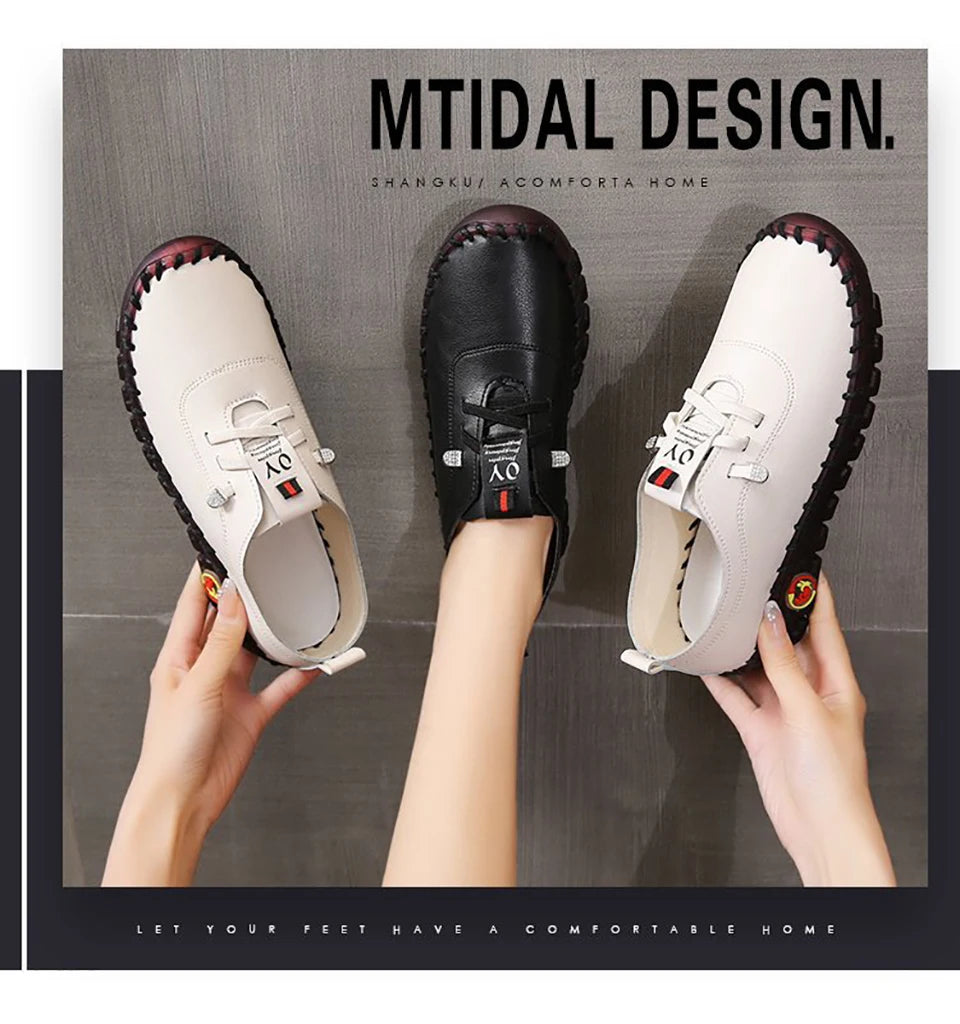Sneakers Women Shoes Loafers Lace Up Leather Flat New Spring Casual comfortable Shoe