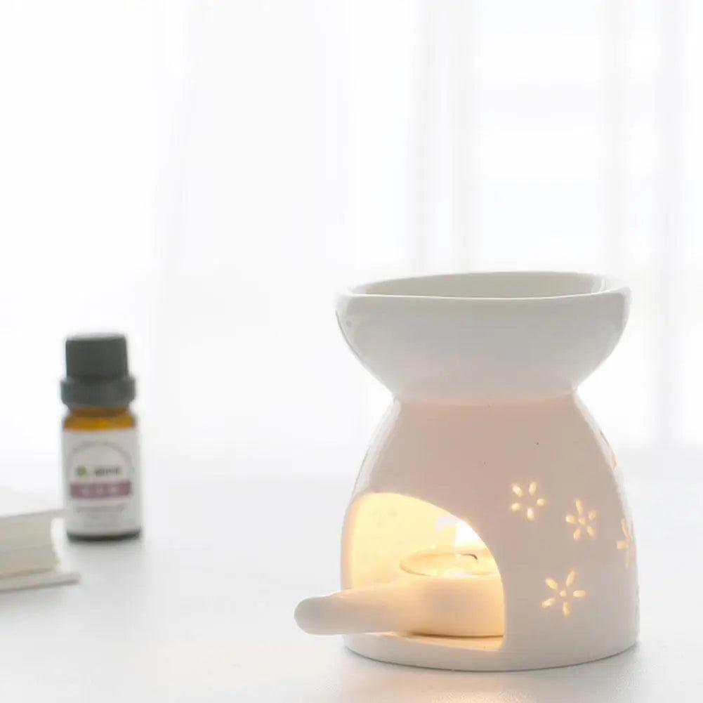 White Ceramic Incense Burner Candle Essential Oil Aromatherapy Diffuser Hollow Heating Stove Middle East Home Decor Ornament