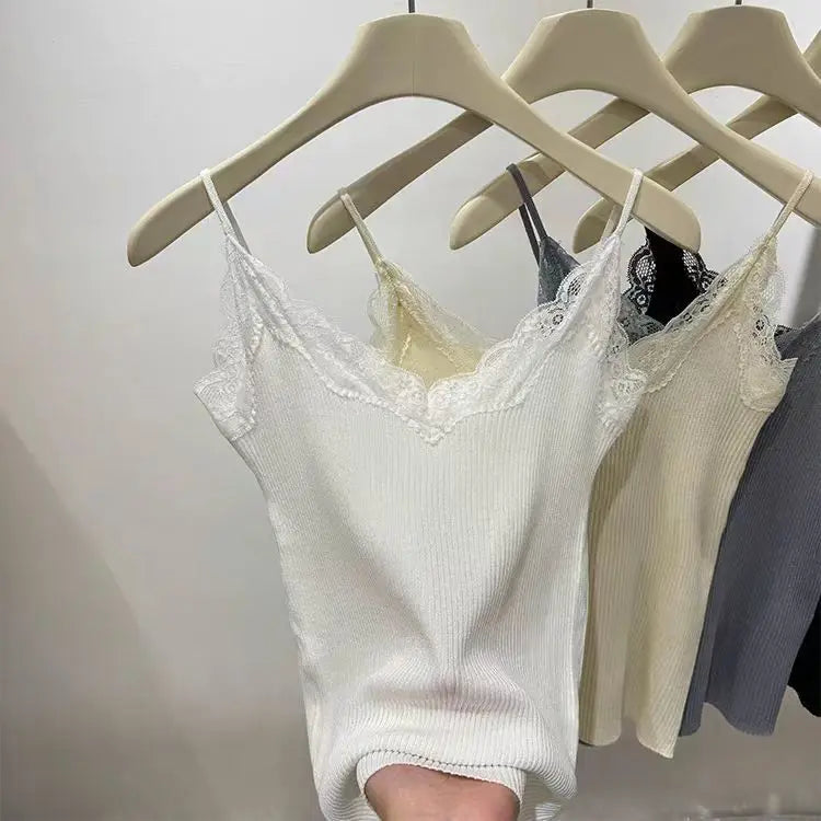2026 Sleeveless Black Vest Lace Tank Top Women Cropped Cute Camis Sexy White Tank Tops Female Summer Y2k Clothes