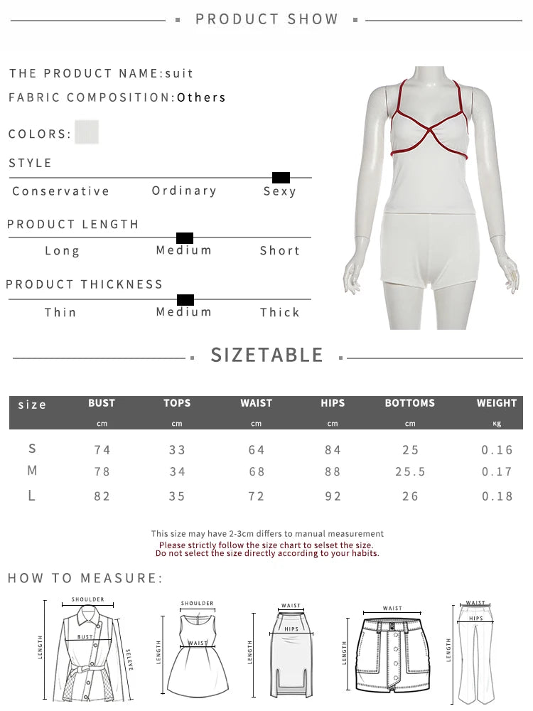 Kliou Contrast Color Patchwork 2 Piece Set Woman Low-Neck Backless Crop Tops+Skinny Shorts Daily Home Style Simple Fashion Suits