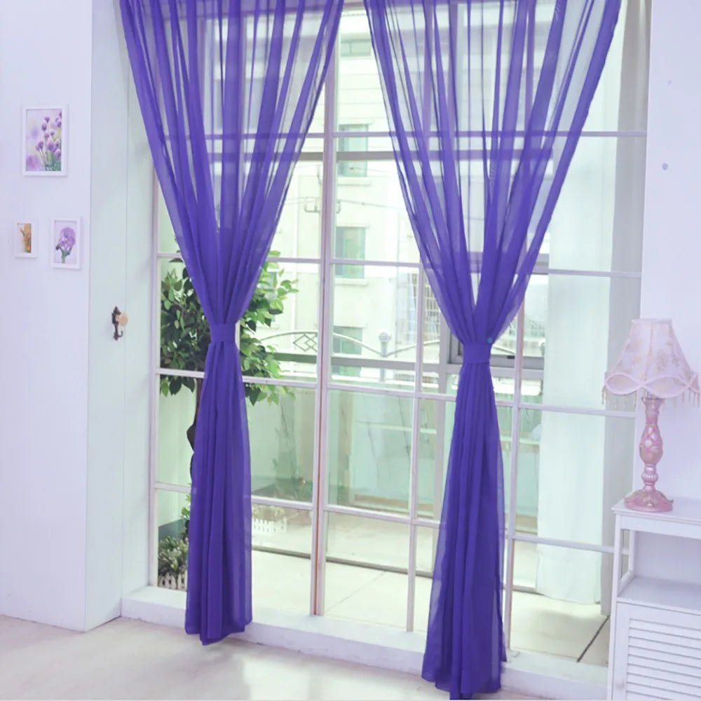 1 Pcs Color Tulle Door Window Curtain Drape Panel Sheer Scarf Valances Nordic Curtains For Living Dining Room Tulle Bedroom