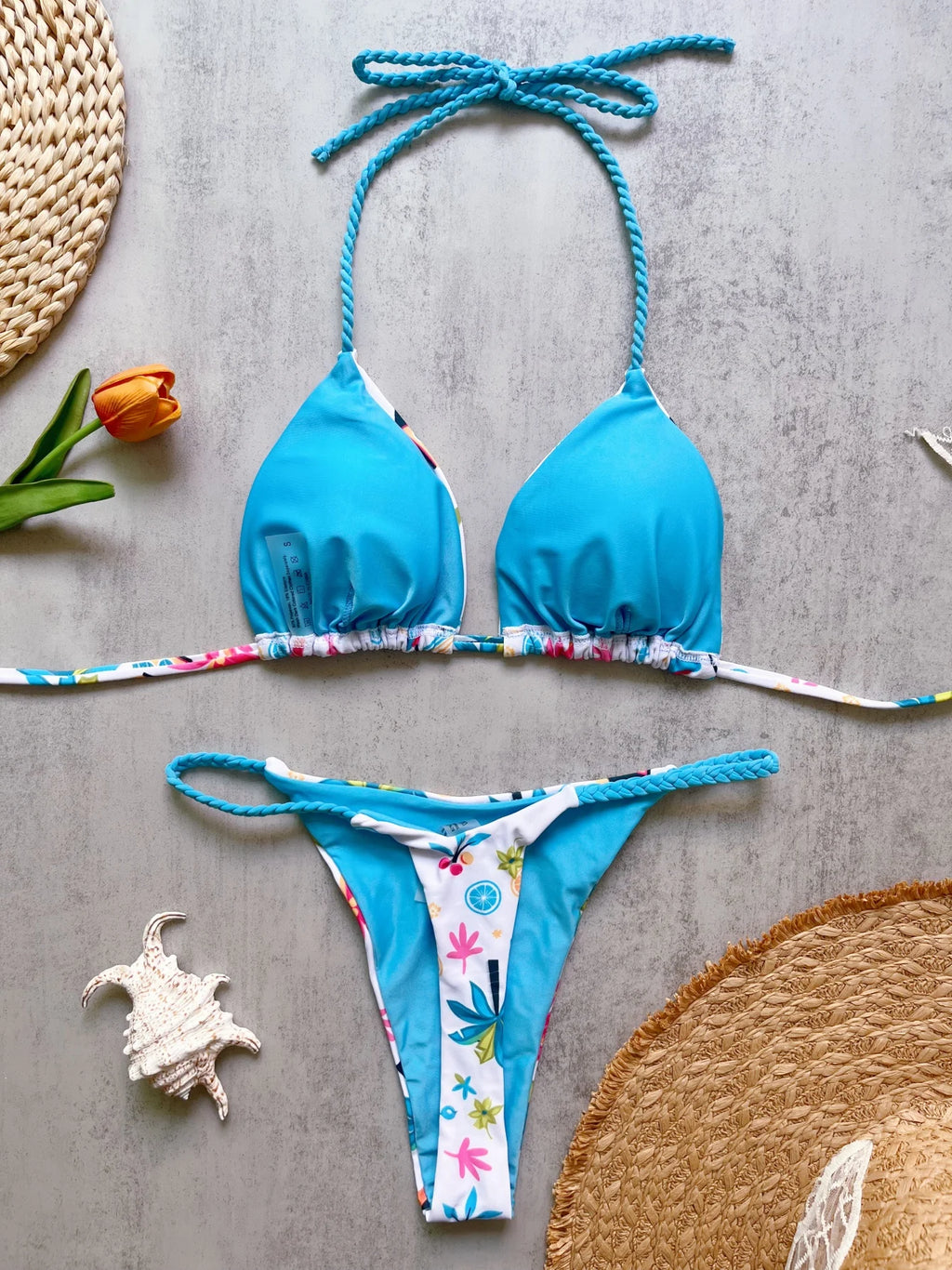 Sexy Triangle Bikini Push Up Brazilian Swimwear Women Printed Bikinis Padded Swimsuit Thong Bathing Suit Maillot De Bain Femme