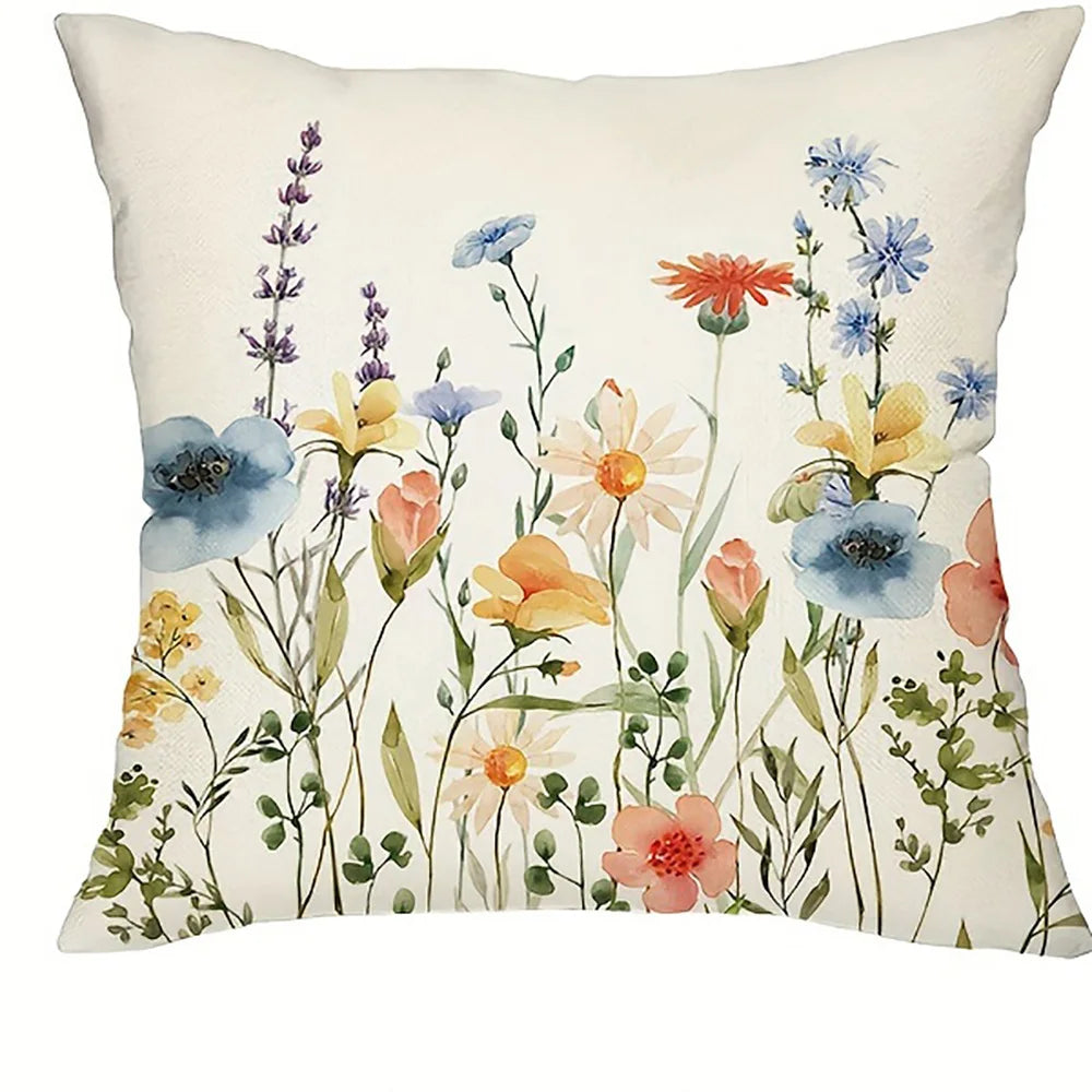 4pcs Floral Printed Pillowcases with Butterfly Motifs Sofa cushion cover home bedroom room decoration