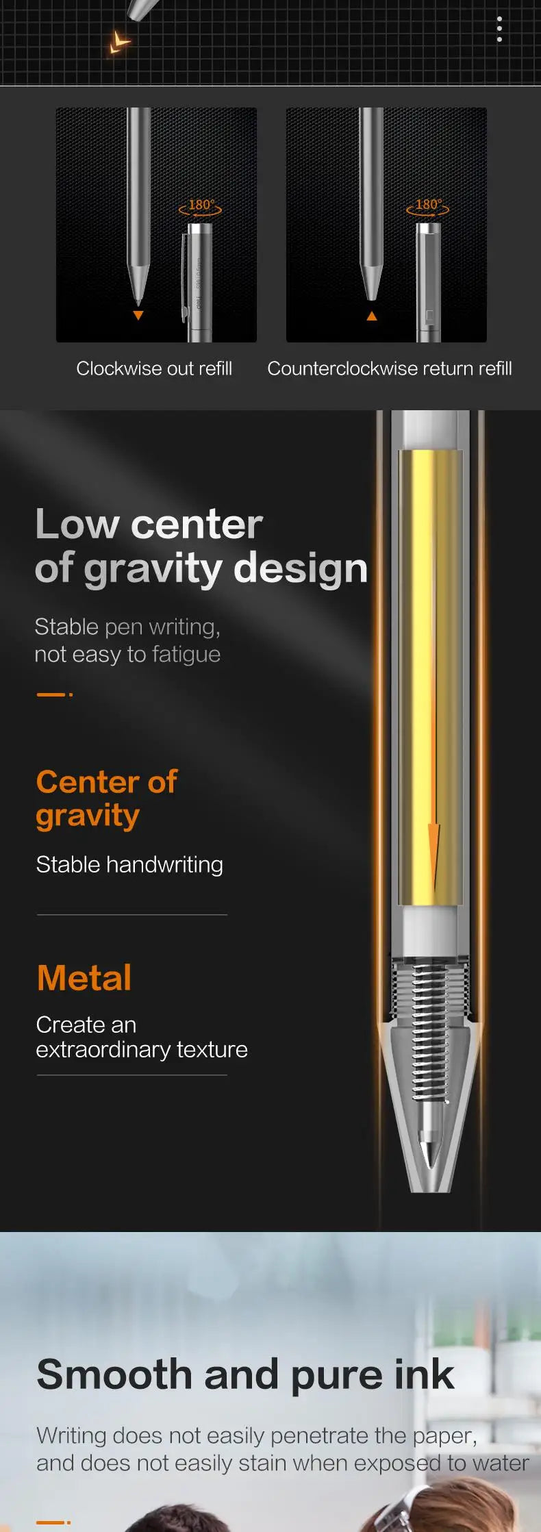 DELI Premium Metallic Signature Pens 0.5mm Gold Silver Gel Ink Smooth Writing Pens for Signing Certificates Awards Menus