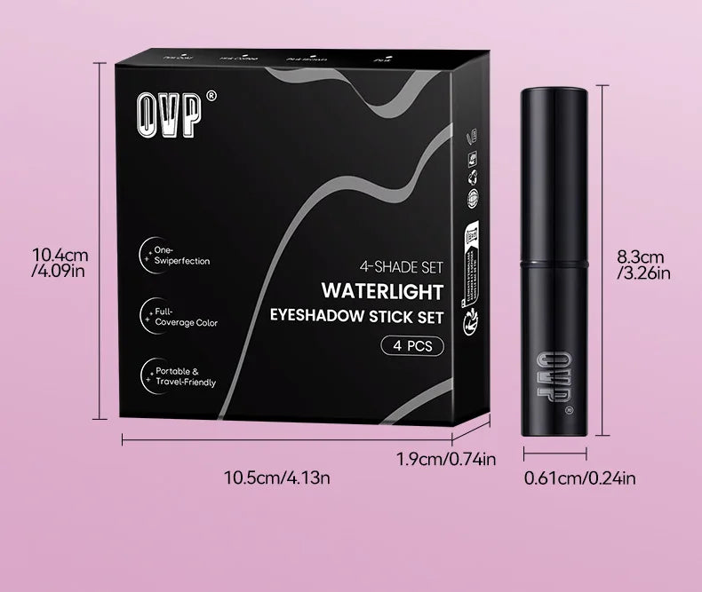 4-piece Water-glow Eyeshadow Stick Set, with Shimmering and Fine Glitter Effect, and Does Not Easily Smudge The Makeup.