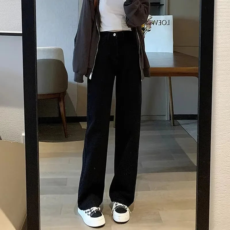 New Autumn And Winter Styles Suitable For All Seasons Basic Jeans For Women High Waist Retro Wide Leg Versatile And Casual Jeans