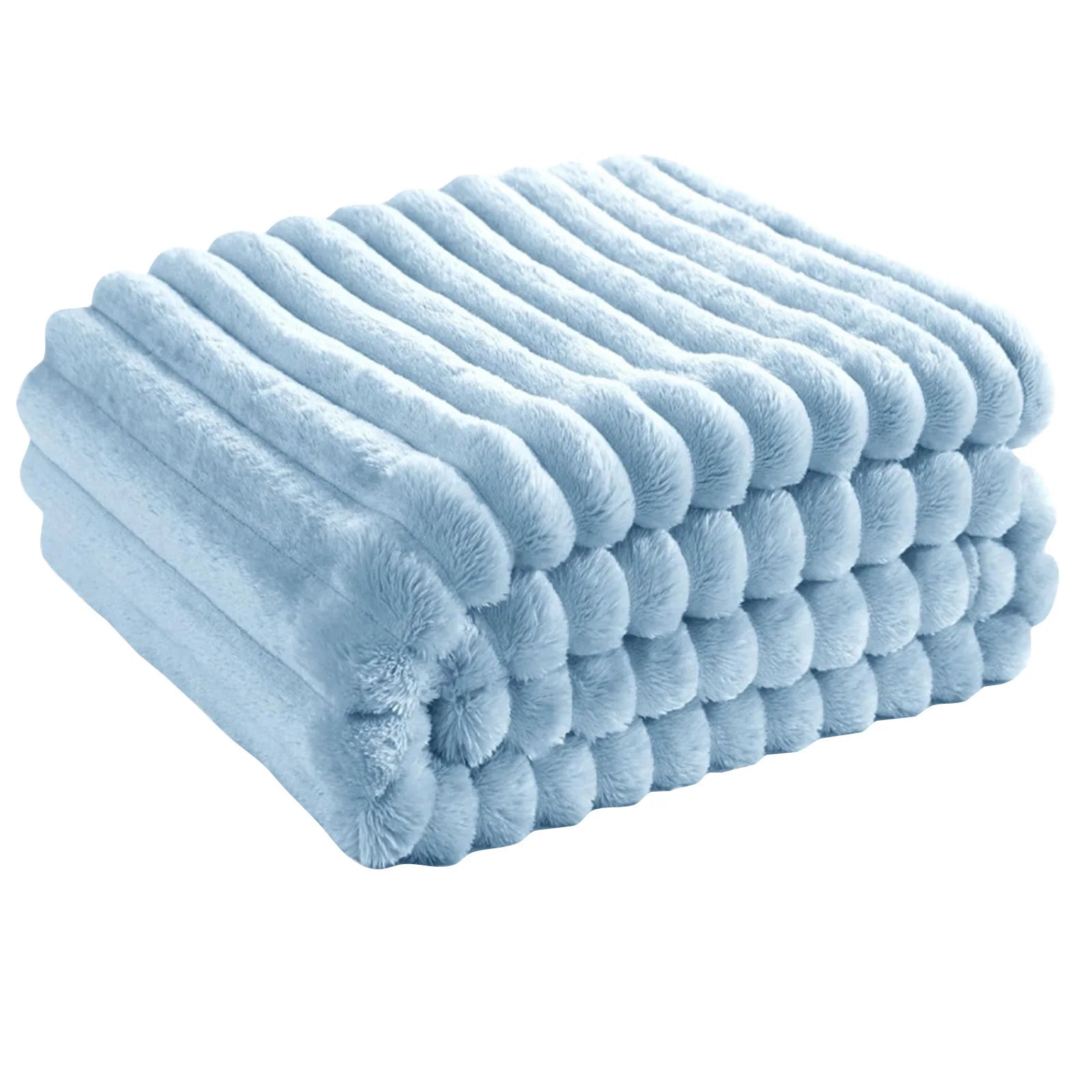 Household Living Room Bedroom Soft Blanket Solid Color Cozy Smooth Quilt With Stripe Family Commonly Used Stay Warm Beddings