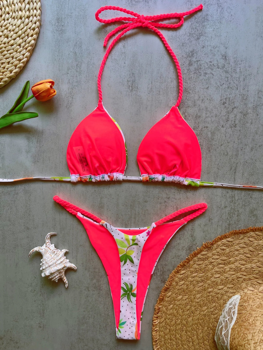 Sexy Triangle Bikini Push Up Brazilian Swimwear Women Printed Bikinis Padded Swimsuit Thong Bathing Suit Maillot De Bain Femme