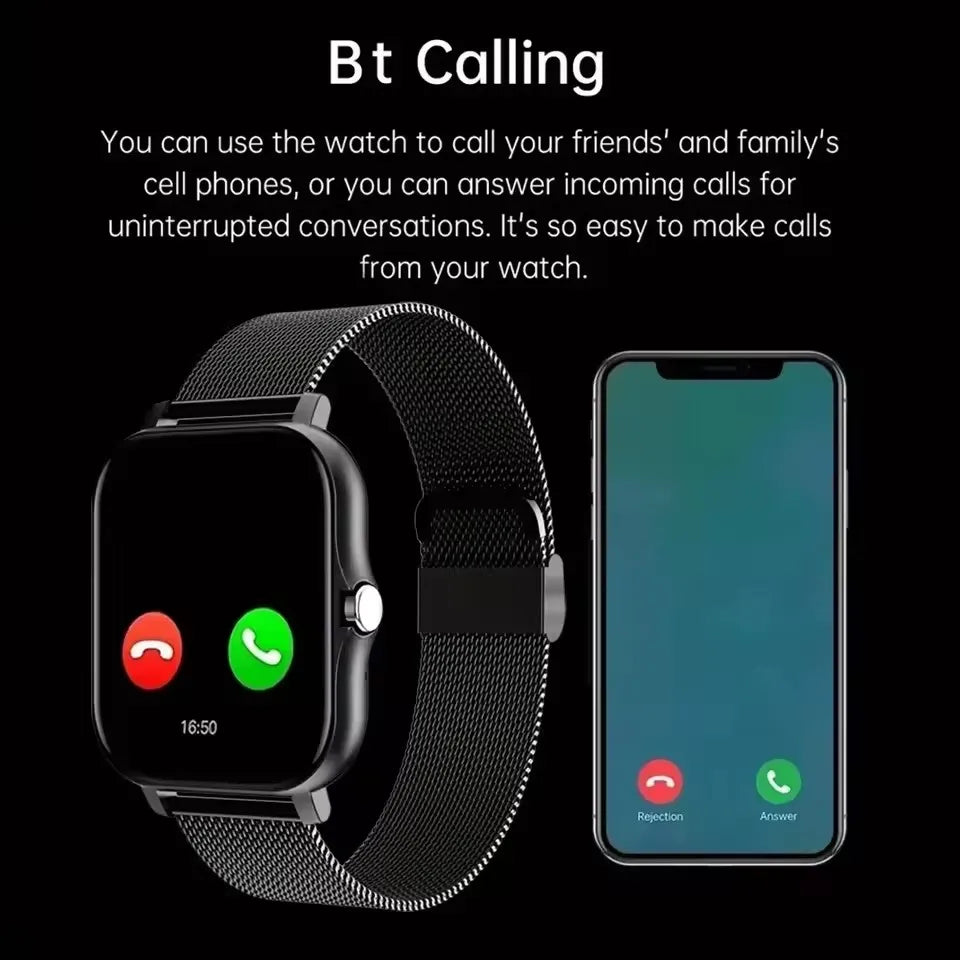 New Smart Watch Android IOS Phone 1.44 Inch Color Screen Bluetooth Call Blood Oxygen/Pressure Monitoring Smart Watch Women Men