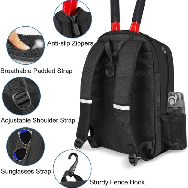 Backpack New fashionable casual sports tennis bag tennis backpack for men and women with insulated pockets and ventilation layer