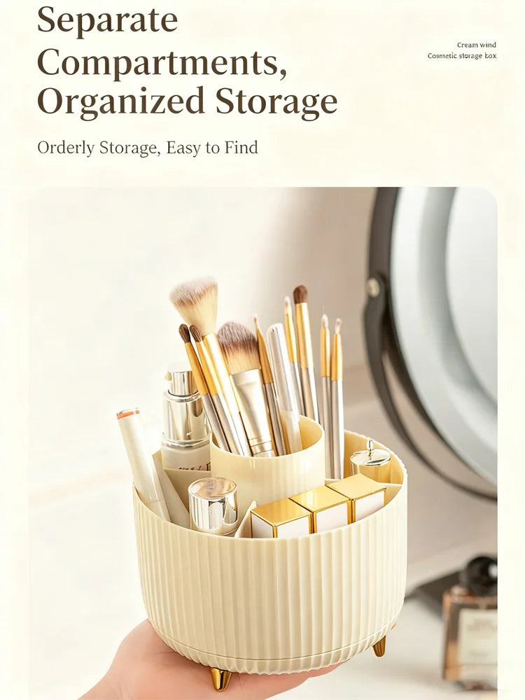 Rotatable Makeup Desktop Cosmetic Storage Box Organizer Large Capacity For Bathroom Portable Lipstick Makeup Brush Pen Holder