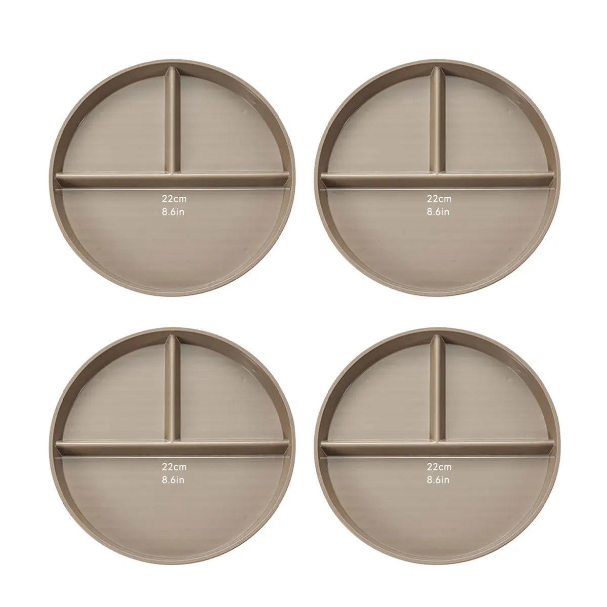 Reusable Fruit Salad Plate Round Plastic Divided Dinning Plate Students Kids Food Plate Microwave & Dishwasher Safe Tableware