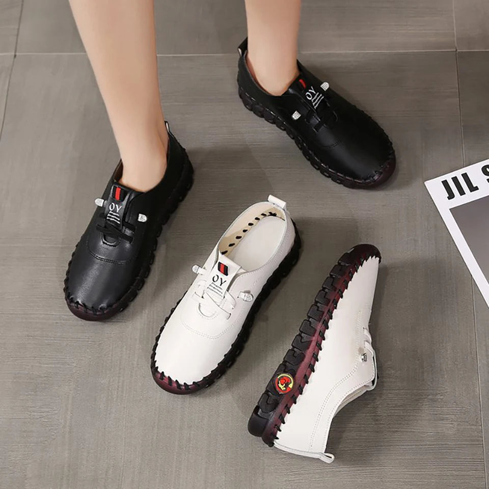 Sneakers Women Shoes Loafers Lace Up Leather Flat New Spring Casual comfortable Shoe