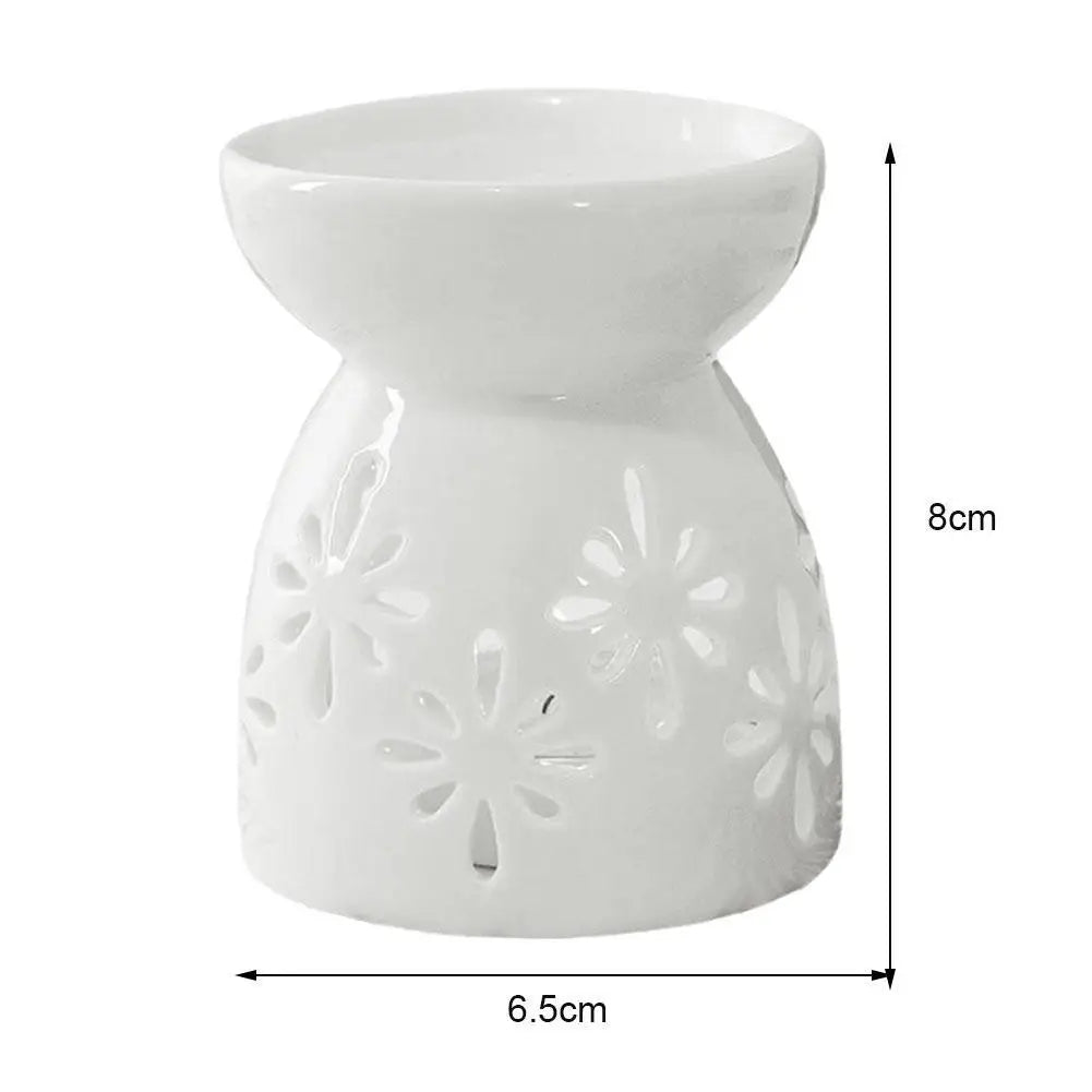 White Ceramic Incense Burner Candle Essential Oil Aromatherapy Diffuser Hollow Heating Stove Middle East Home Decor Ornament