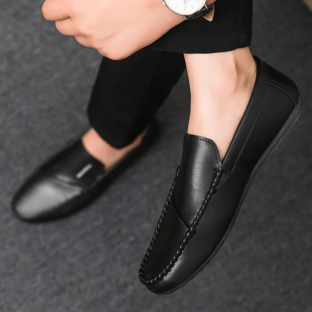 2025 Spring/Autumn Men's Footwear: Minimalist Design Loafers Elegant Khaki-Coloured Work Shoes Student Footwear