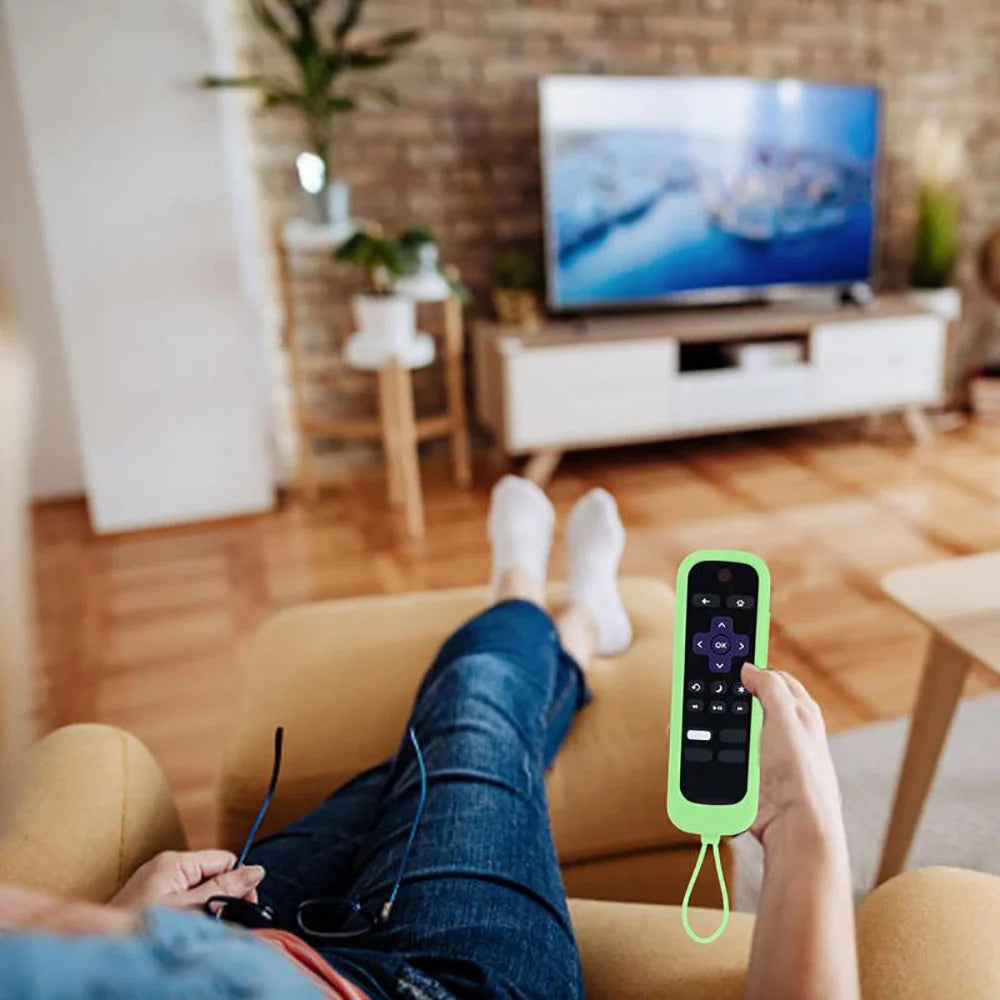 Luminous Silicone Remote Control Protective Case With Rope TV Remote Control Cover For TCL Hisense Roku TV Remote Control Cover