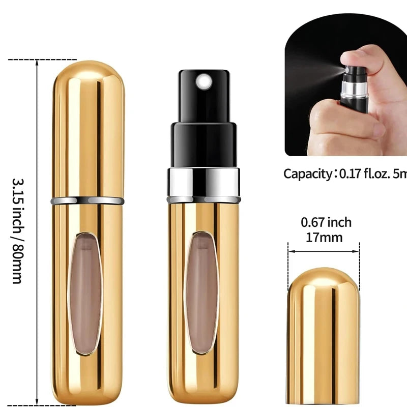 Mini Portable Perfume Spray Bottle 5ml Refillable Aluminum Atomizer Travel Cosmetic Container for Refillable Perfumes