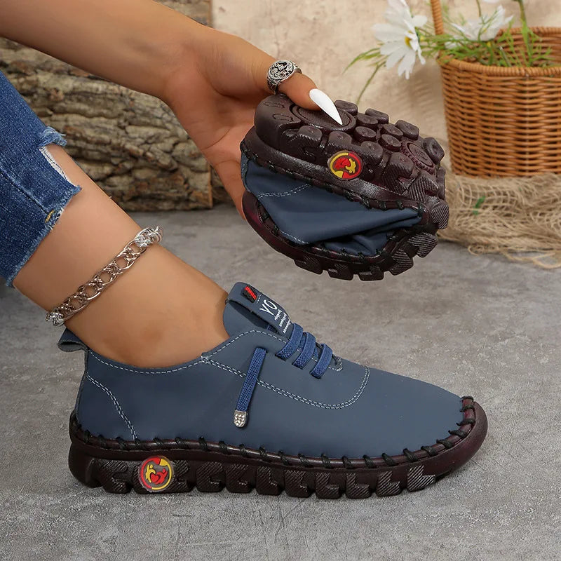 Sneakers Women Shoes Loafers Lace Up Leather Flat New Spring Casual comfortable Shoe