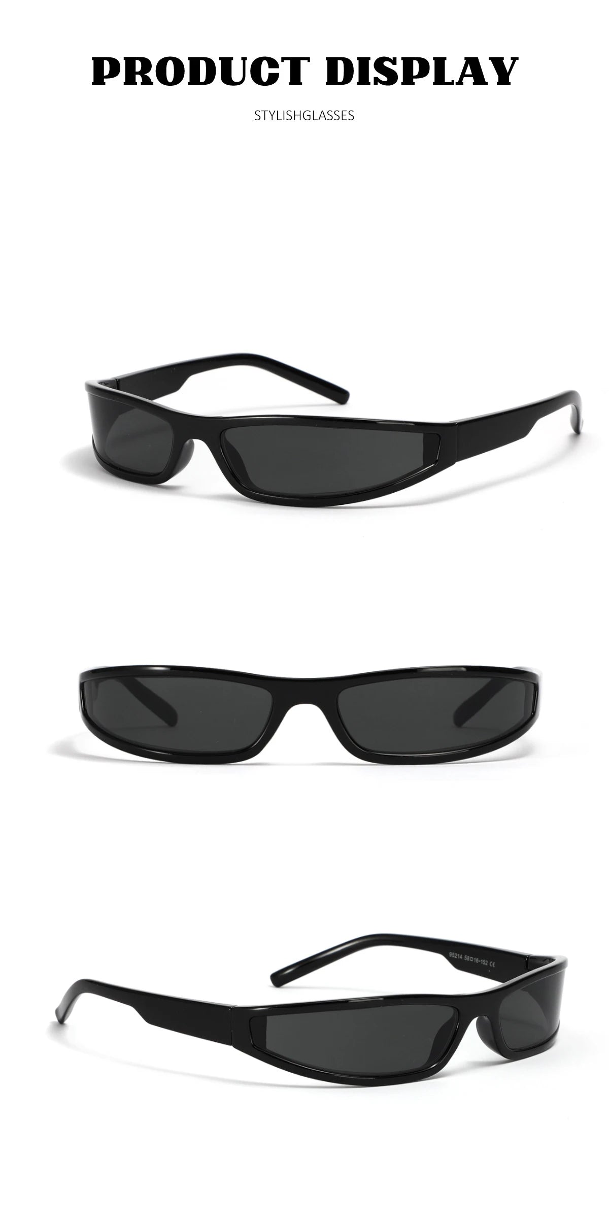 Narrow Rectangle Y2K Sunglasses  Luxury Brand Punk