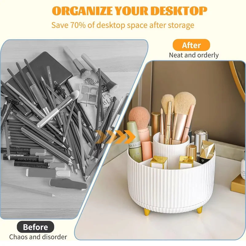 Rotatable Makeup Desktop Cosmetic Storage Box Organizer Large Capacity For Bathroom Portable Lipstick Makeup Brush Pen Holder
