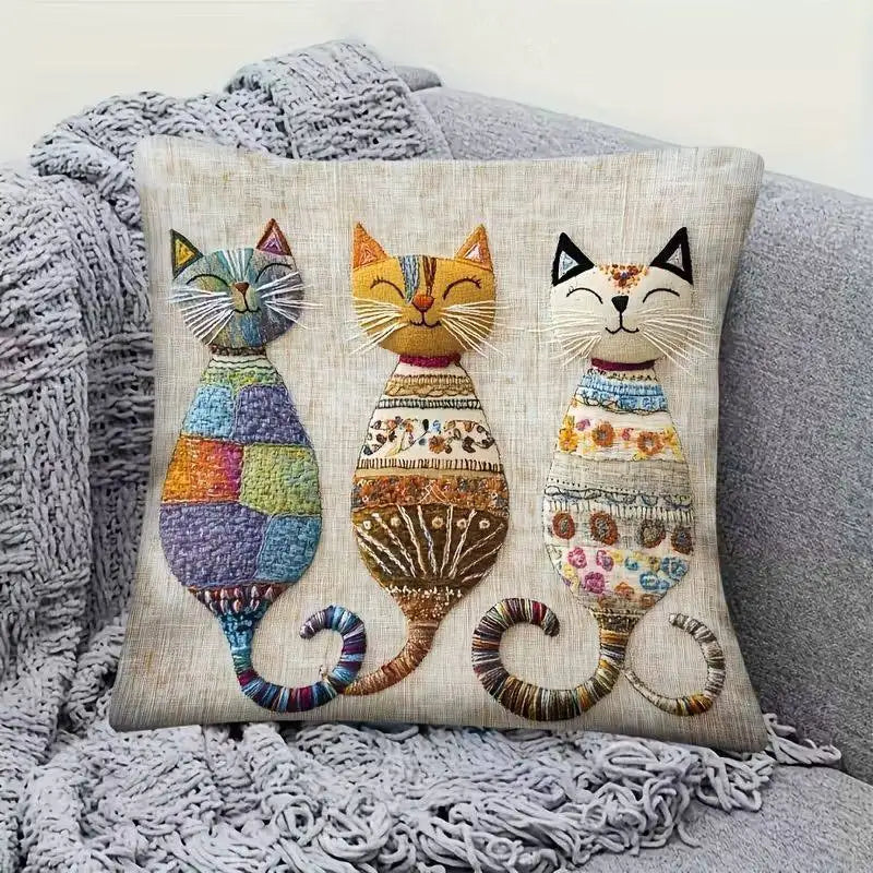 VIKAMA Warm and Cute Cartoon Cat Home Pillow Cover Cushion Cover Soft Sofa Bedhead Comfortable Reading Corner Home Decoration