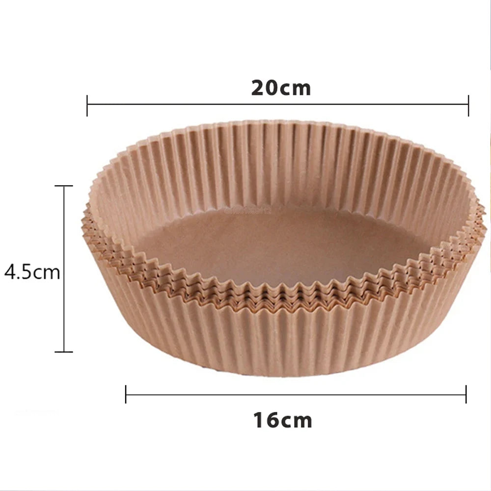 50pcs Air Fryer Disposable Paper Non-Stick Airfryer Baking Papers Round Air-Fryer Paper Liners Paper Kitchen Accessories