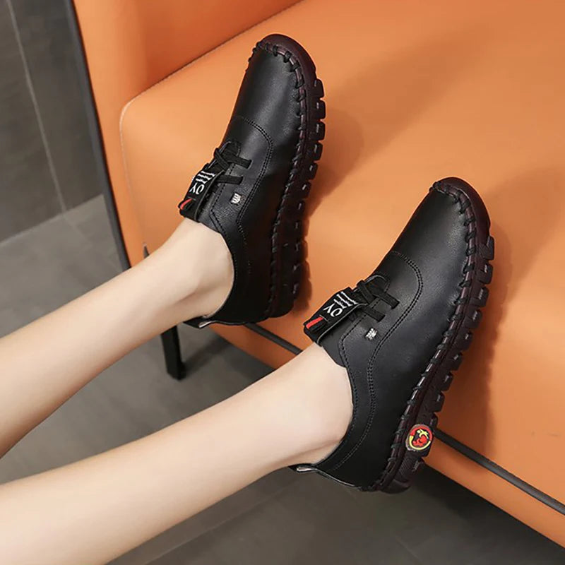 Sneakers Women Shoes Loafers Lace Up Leather Flat New Spring Casual comfortable Shoe