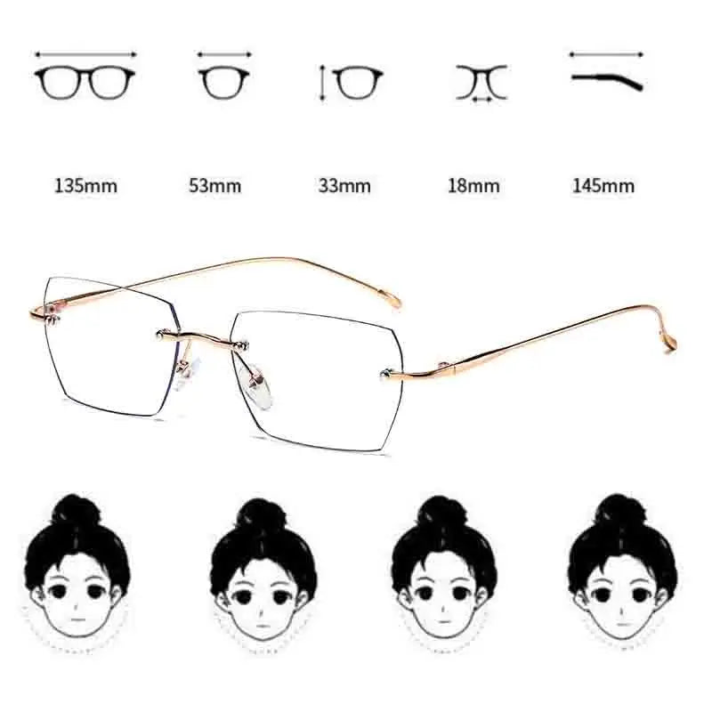 Ultra light Frameless Glasses For Women Myopic Glasses Pure Color Small Square Lens Anti Blue Light Glasses Degree 150-600