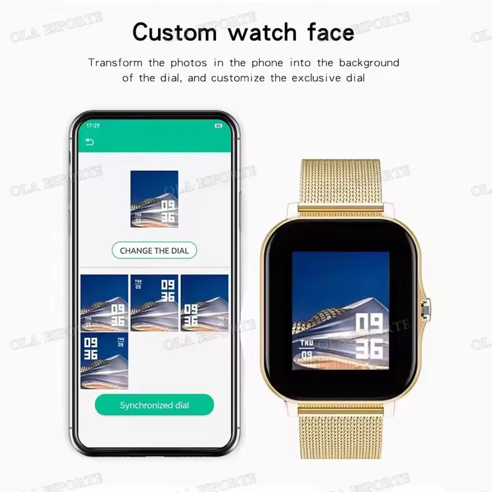New Smart Watch Android IOS Phone 1.44 Inch Color Screen Bluetooth Call Blood Oxygen/Pressure Monitoring Smart Watch Women Men