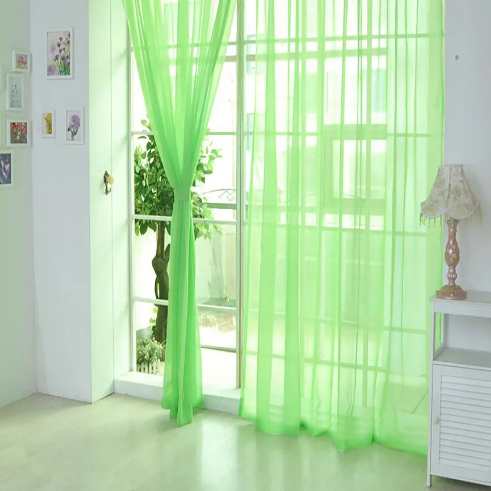 1 Pcs Color Tulle Door Window Curtain Drape Panel Sheer Scarf Valances Nordic Curtains For Living Dining Room Tulle Bedroom