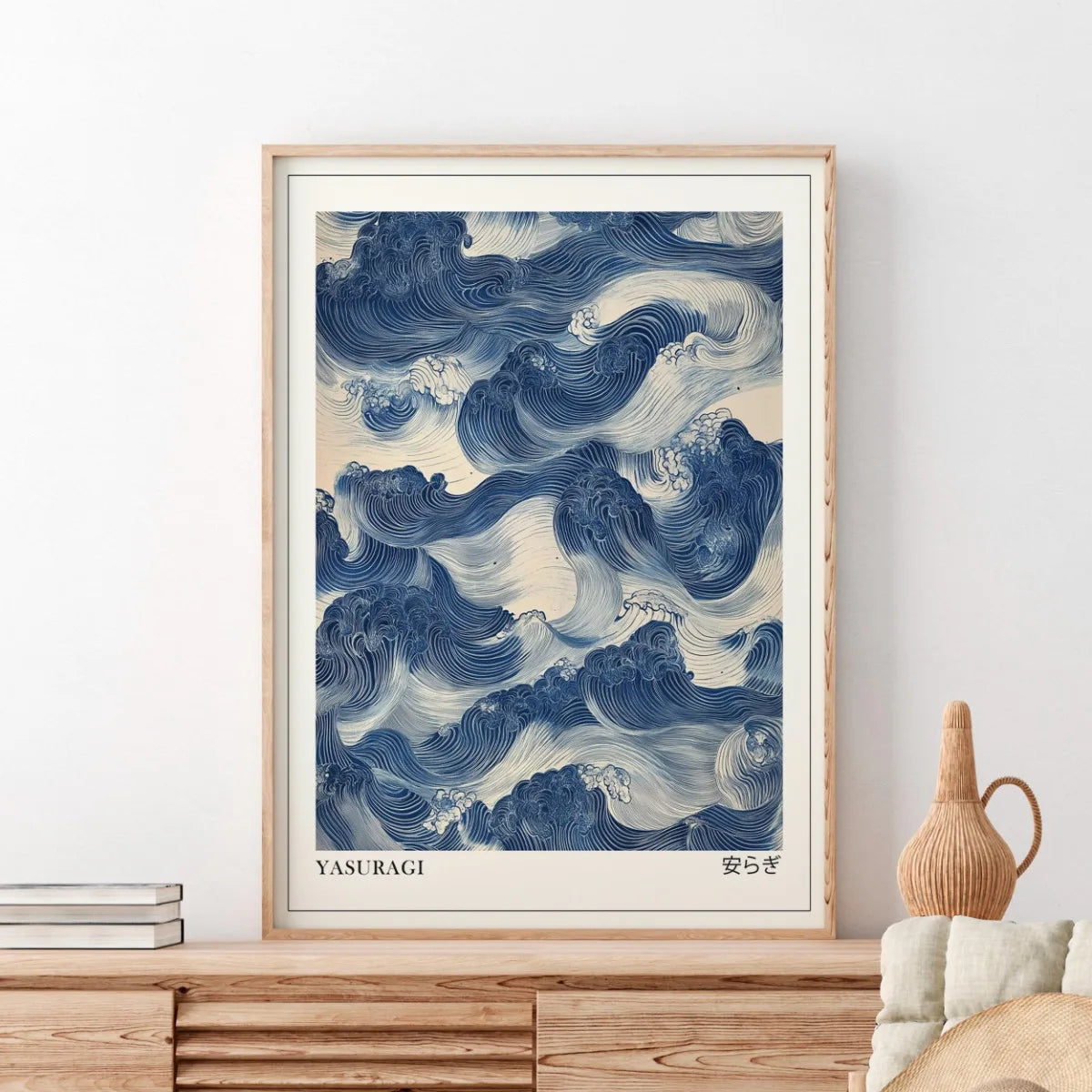 Print Poster Modern Minimalist Art Prints Home Decor Wall Gifts-unframed Japanese Retro Blue Wave Abstract Canvas