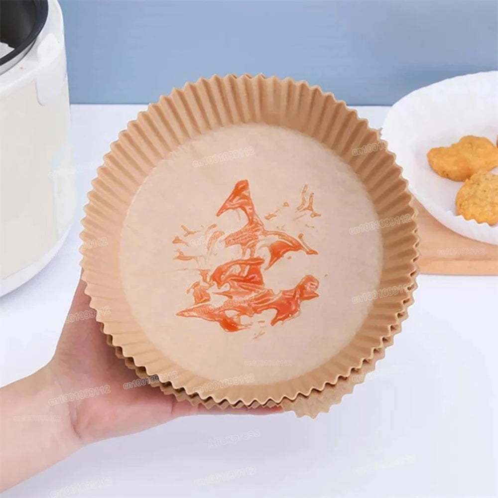 50pcs Air Fryer Disposable Paper Non-Stick Airfryer Baking Papers Round Air-Fryer Paper Liners Paper Kitchen Accessories