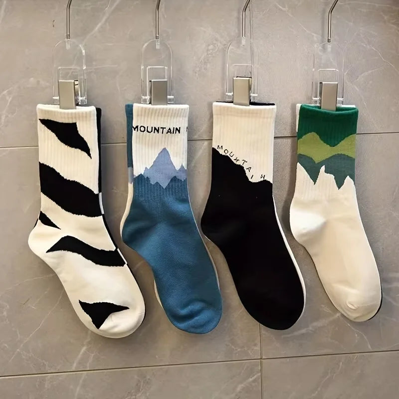 Asymmetrical A/B Style Couple Socks–Harajuku Mismatched Cotton Socks,Fun Casual Unisex Gift for Street Fashion Lovers