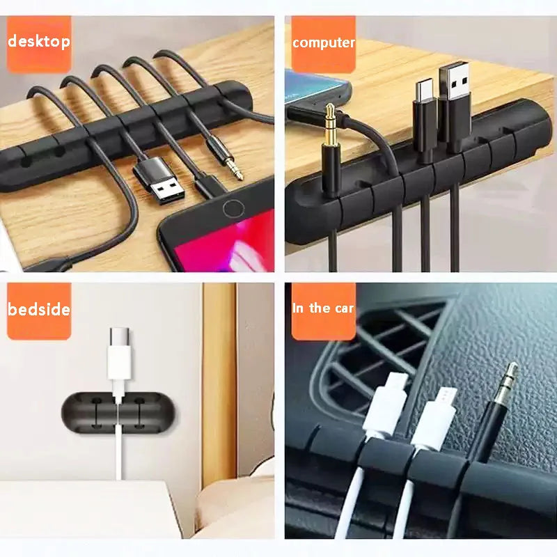 7-hole Data Cable Organizer, Desktop Charging Cable Storage Protector, Mouse Cable, Headphone Winding Device, Fixing Clipp