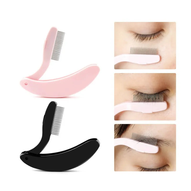 1pc Eyelash Beauty Collapsible Separator Portable Eyelash Brush Comb Mascara Curl Eye Lash Stainless Steel Eyelash Combing Tools