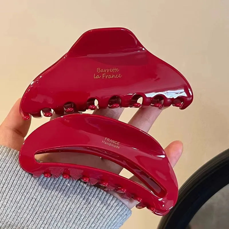 2pcs New high-end New Year red vinegar clip geometric temperament, back of the head hair clip hair accessories