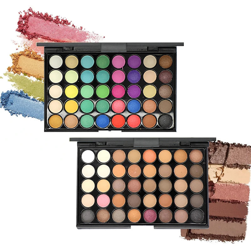 40 color eyeshadow palette - matte and shimmer, high pigmy brown nude, coffee chocolate student party daily stage makeup Tools