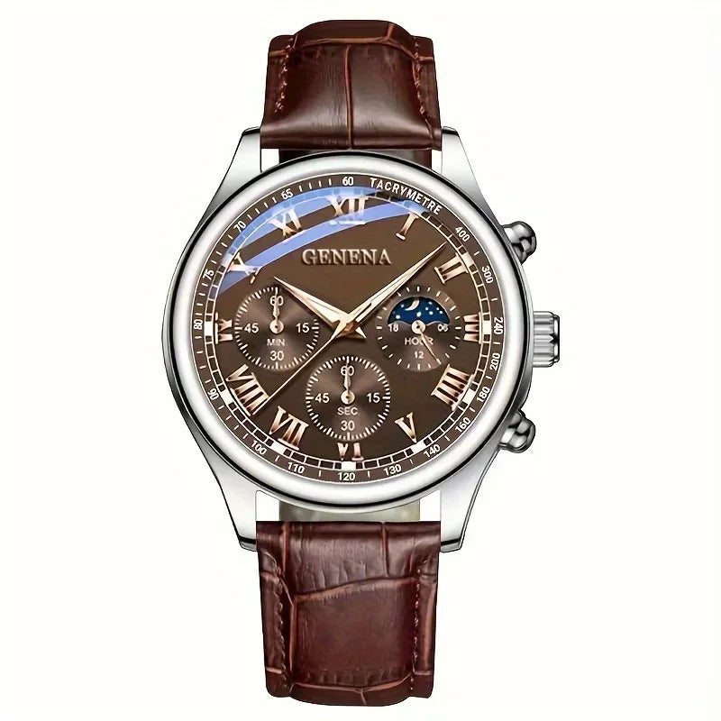Fashion Roma Dial Men Business Watches Casual Leather Strap Male's Analog Quartz Wristwatch Reloj Hombre（Without Box）