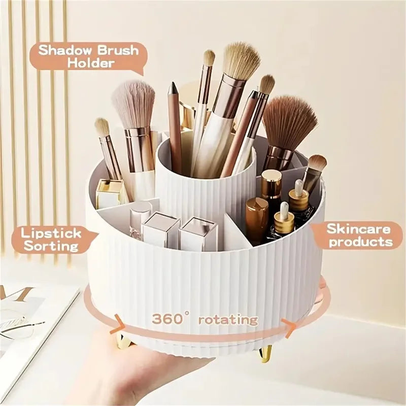 Rotatable Makeup Desktop Cosmetic Storage Box Organizer Large Capacity For Bathroom Portable Lipstick Makeup Brush Pen Holder