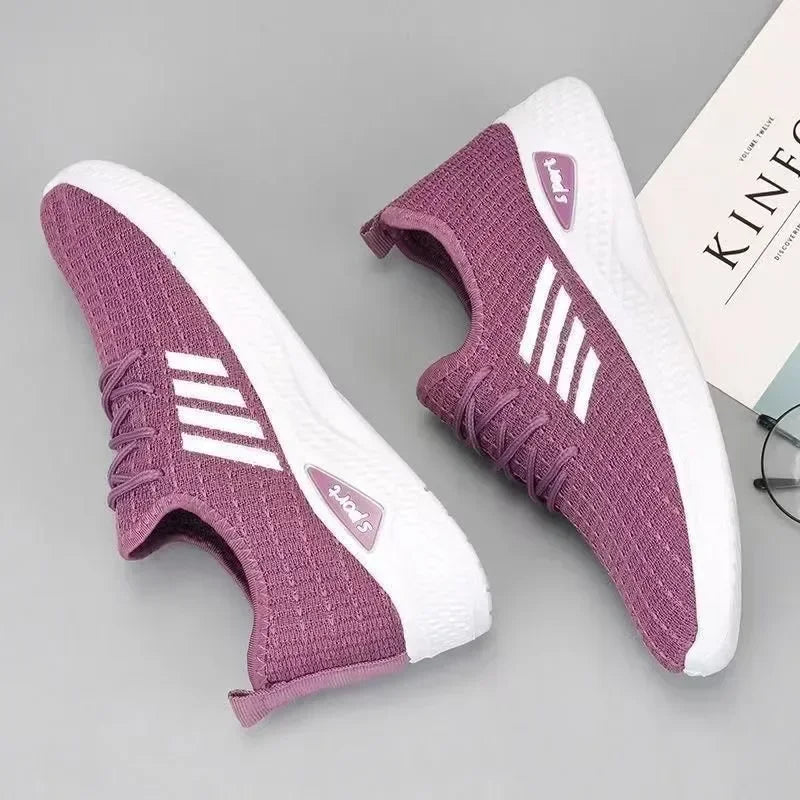 New Trendy Women's Mesh Low-Top Running Sneakers with Air Mesh for Spring and Summer Women Flat Shoes