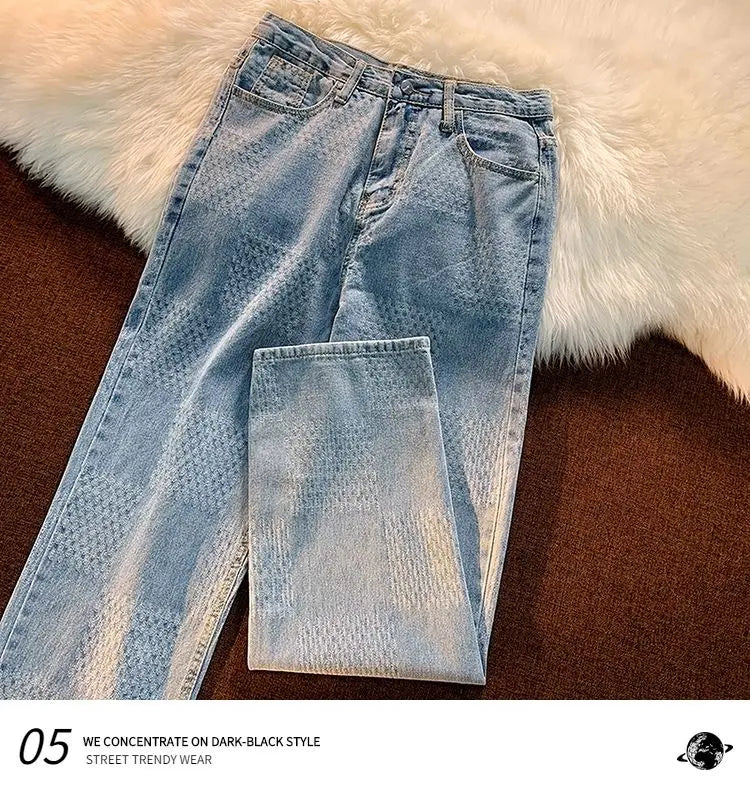 Spring Autumn Vintage Loose Casual Fashion Straight Jeans Hombre Hip Hop Y2K Denim Pants Male Streetwear Trousers Men