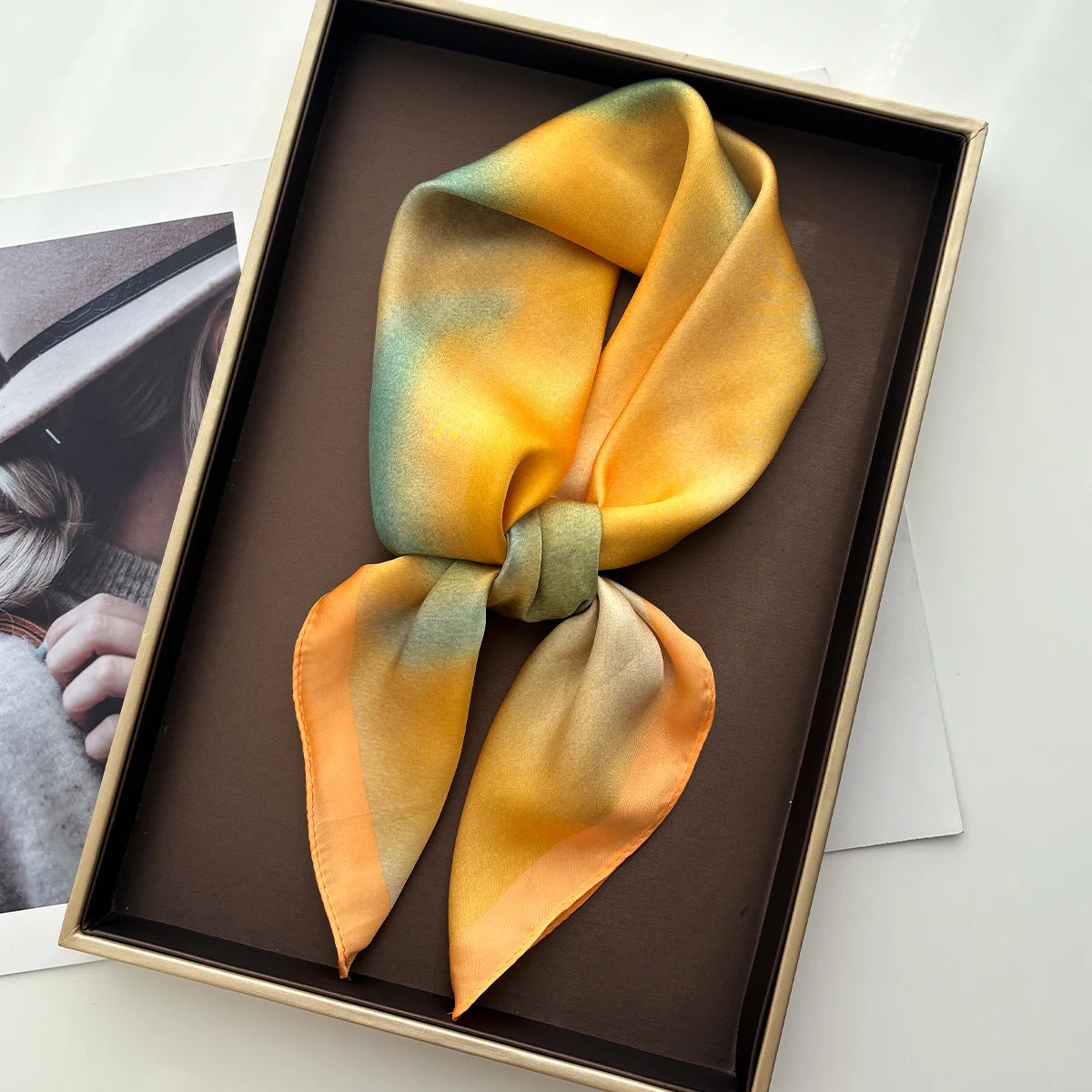Luxury Square Scarf For Women Elegant Ladies Soft Stain Neckerchief Bandanas Fashion Color Print Faux Silk Scarves Shawl