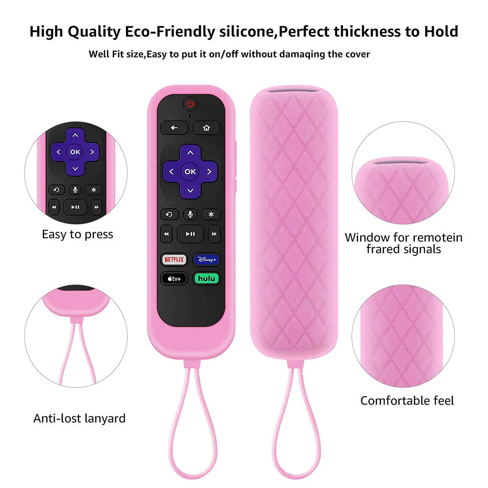 Luminous Silicone Remote Control Protective Case With Rope TV Remote Control Cover For TCL Hisense Roku TV Remote Control Cover